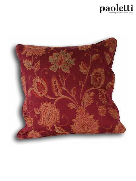 Riva Paoletti Burgundy Red Zurich Floral Jacquard Feather Cushion (476528) | £30