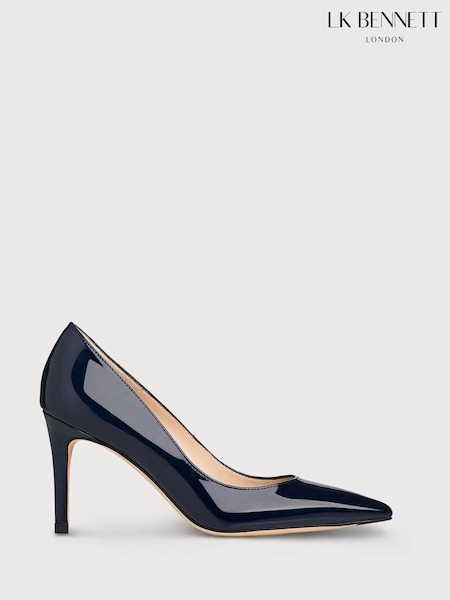 LK Bennett Navy Blue Tilly Pointed Ballerina Flats (476608) | £199