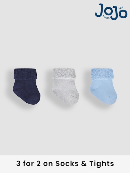 JoJo Maman Bébé Navy Blue 3-Pack Baby Socks (477431) | £5.50
