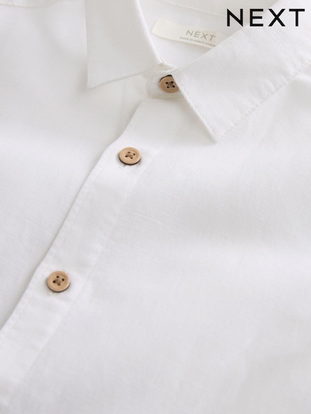 Cream Single Short Sleeves Linen Blend Shirt (3mths-16yrs) (477483) | £10 - £15