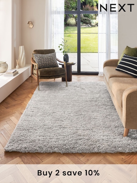 Light Grey Premium Cosy Shaggy Rug (477491) | £25 - £475