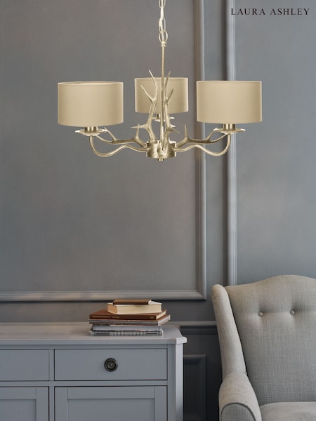 Laura Ashley Gold Mulroy Antler Chandelier 3 Light Ceiling Light (479926) | £190