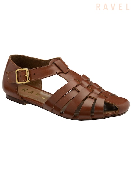 Ravel Brown Flat Leather Fisherman Sandals (480040) | £60