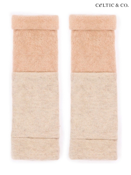 Natural - Celtic & Co. Cashmere Fingerless Center Split Gloves
