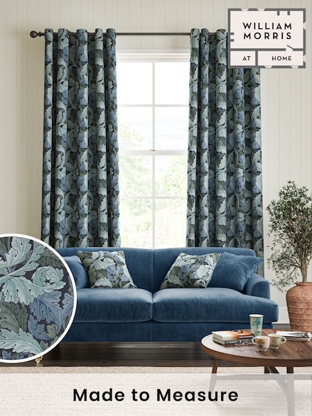 William Morris At Home Indigo Blue Acanthus Made to Measure Curtains (481372) | £109