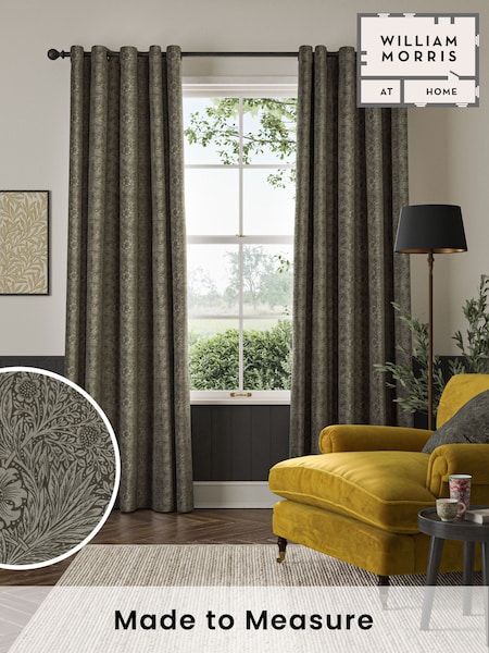 William Morris At Home Iron Grey Marigold Velvet Made to Measure Curtains (481420) | £119
