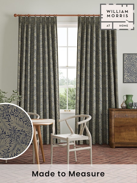 William Morris At Home Indigo Blue Larkspur Woven Made to Measure Curtains (481483) | £119
