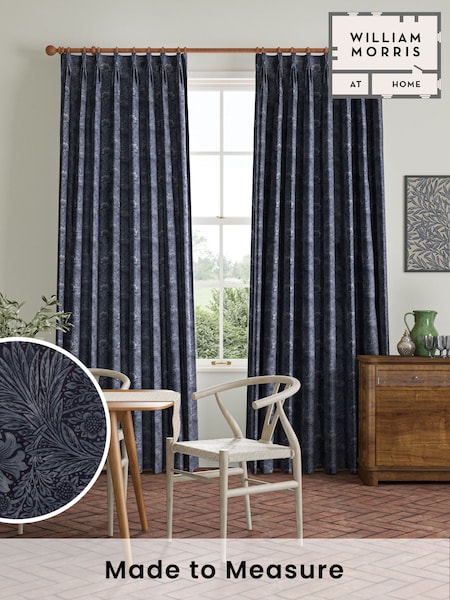 William Morris At Home Indigo Blue Marigold Velvet Made to Measure Curtains (481485) | £119