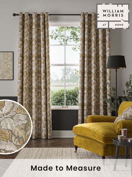 William Morris At Home Flint Grey Acanthus Velvet Made to Measure Curtains (481619) | £119