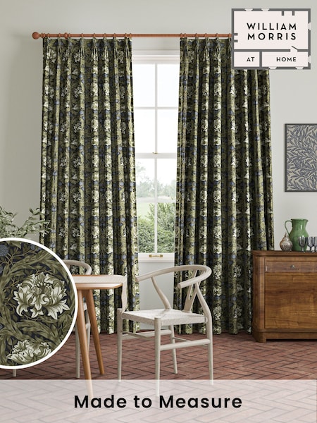 William Morris At Home Green African Marigold Velvet Made to Measure Curtains (481675) | £119
