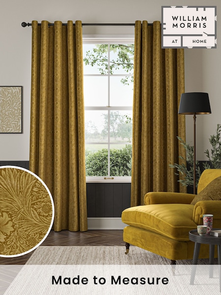 William Morris At Home Ochre Yellow Marigold Velvet Made to Measure Curtains (481743) | £119