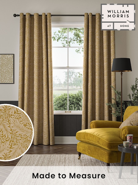 William Morris At Home Ochre Yellow Larkspur Woven Made to Measure Curtains (481809) | £119