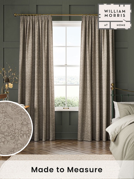 William Morris At Home Natural Strawberry Thief Woven Made to Measure Curtains (481946) | £119