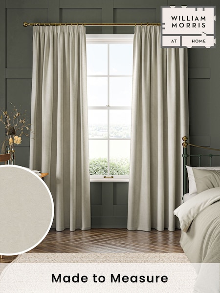 William Morris At Home Chalk Cream Lodden Embroidery Made to Measure 100% Cotton Curtains (482071) | £151