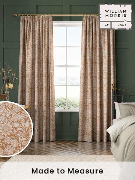 William Morris At Home Orange Sunflower Made to Measure 100% Cotton Curtains (482148) | £109