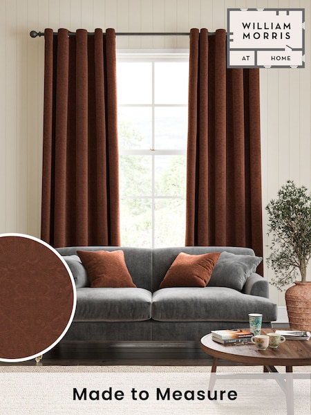 William Morris At Home Orange Lodden Embroidery Made to Measure 100% Cotton Curtains (482356) | £151