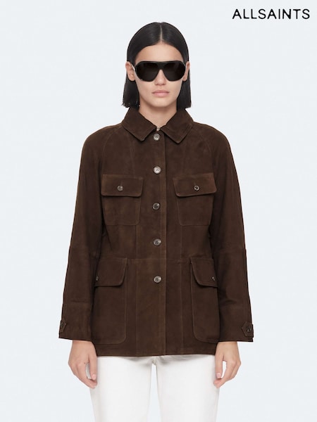 Brown - Allsaints Roiya Suede Jacket