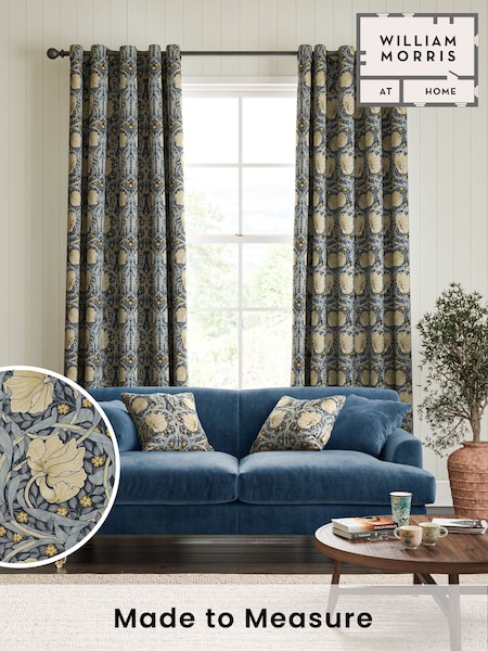 William Morris At Home Indigo Blue Pimpernel Made to Measure Curtains (482560) | £109