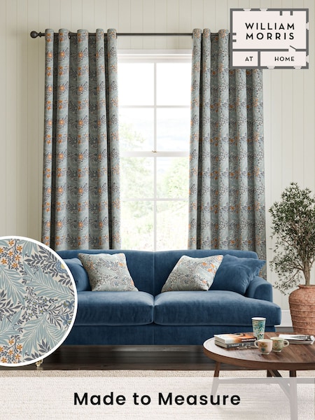 William Morris At Home Blue Larkspur Made to Measure 100% Cotton Curtains (482740) | £109