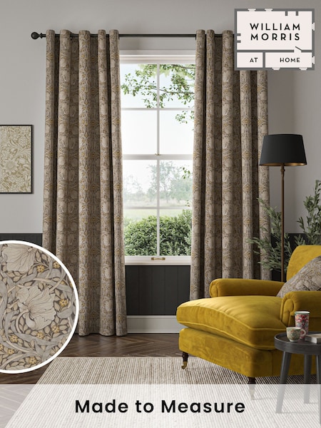 William Morris At Home Flint Grey Pimpernel Made to Measure 100% Cotton Curtains (482781) | £109