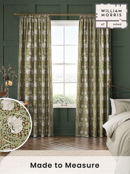 William Morris At Home Nettle Green Pimpernel Made to Measure 100% Cotton Curtains (483056) | £109