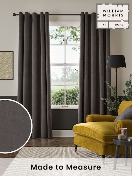 William Morris At Home Iron Grey Lodden Embroidery Made to Measure 100% Cotton Curtains (483124) | £151