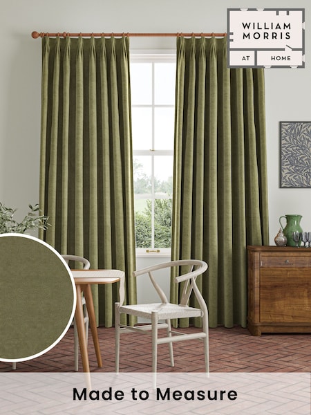 William Morris At Home Sage Green Lodden Embroidery Made to Measure 100% Cotton Curtains (483127) | £151