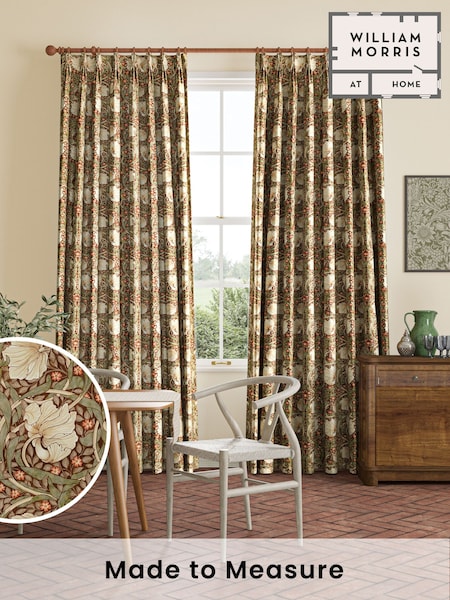 William Morris At Home Green Pimpernel Velvet Made to Measure Curtains (483135) | £119