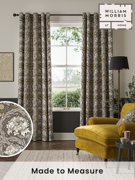 William Morris At Home Iron Grey African Marigold Made to Measure 100% Cotton Curtains (483290) | £109