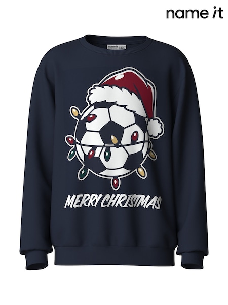 Blue - Name It Football Christmas Crew Sweatshirt