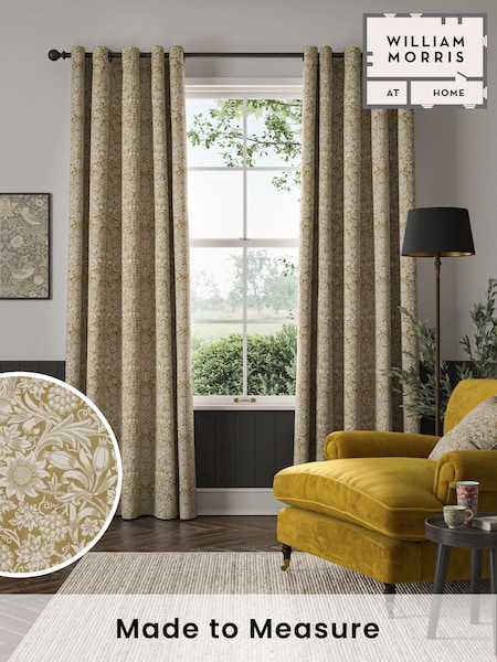 William Morris At Home Ochre Yellow Sunflower Made to Measure 100% Cotton Curtains (483315) | £109