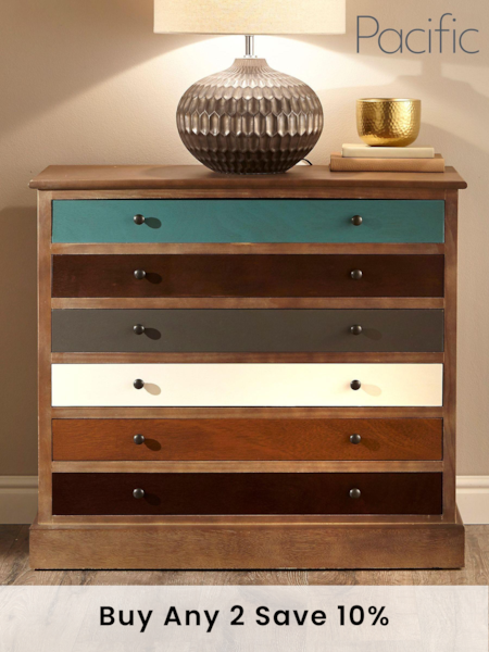 Pacific Multi Pine Wood Six Drawers Chest (483325) | £385