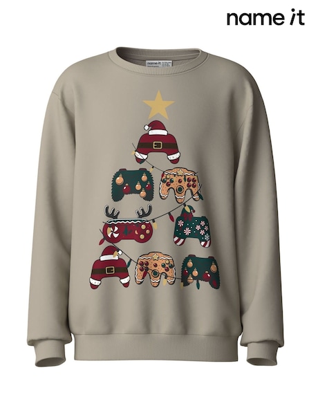 Brown - Name It Gaming Christmas Crew Neck Sweatshirt