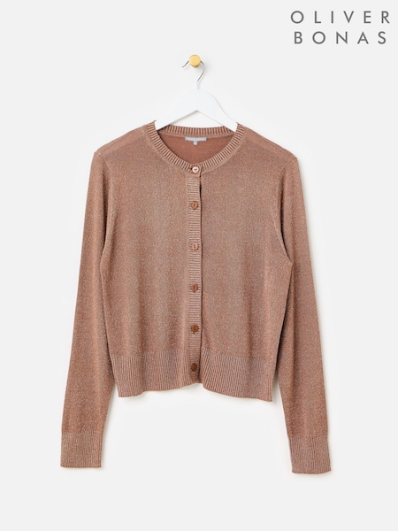Brown - Oliver Bonas Sparkle Crew Neck Cardigan