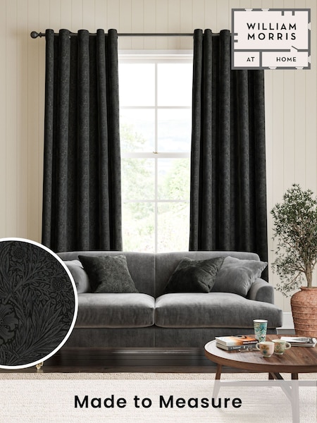 William Morris At Home Charcoal Grey Marigold Velvet Made to Measure Curtains (483689) | £119