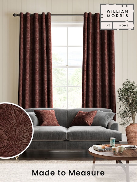 William Morris At Home Burgundy Red Burgundy Marigold Velvet Made to Measure Curtains (483982) | £119