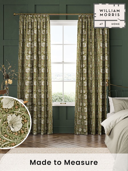 William Morris At Home Green Pimpernel Velvet Made to Measure Curtains (484206) | £119