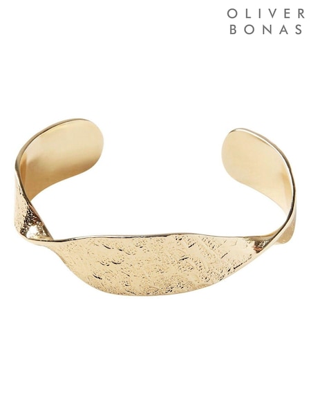 Oliver Bonas Gold Plated Sculptural Twist Cuff Bangle (484229) | £55