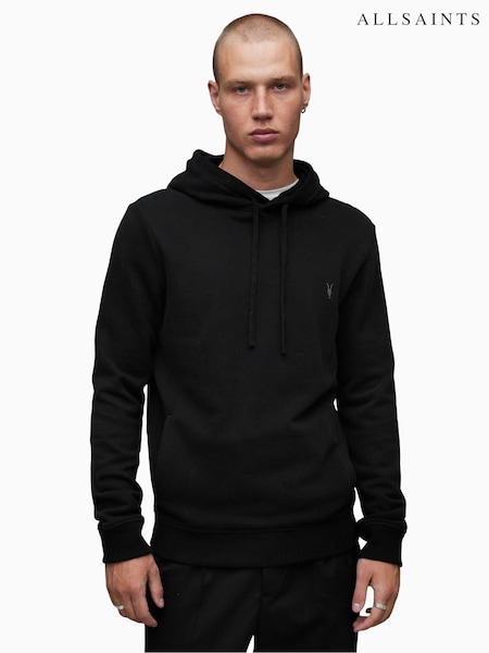 AllSaints Black Chrome 100% Cotton Raven Overhead Hoodie (484530) | £105
