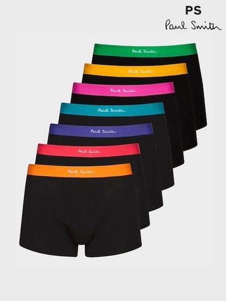 Black - Regular Ps Paul Smith Bold Waistband Boxers 7 Pack