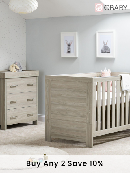 Obaby Grey Wash Nika Nursery Furniture Set 2 Piece (484989) | £455