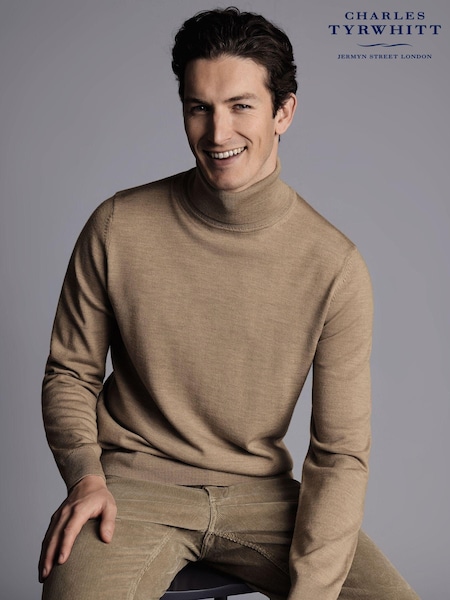 Charles Tyrwhitt Natural Pure Merino Roll Neck Jumper (485671) | £80