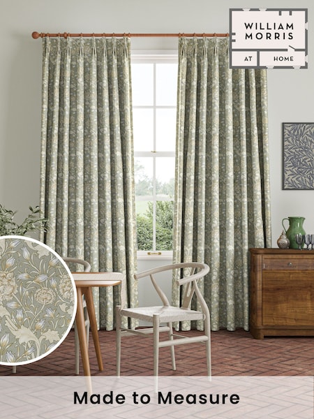William Morris At Home Sage Green Wild Tulip Made to Measure 100% Cotton Curtains (486146) | £109