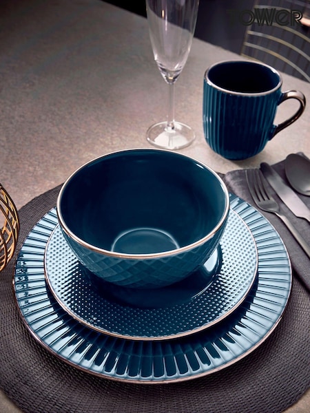 Tower 16 Piece Blue Dinnerware Set (486154) | £60