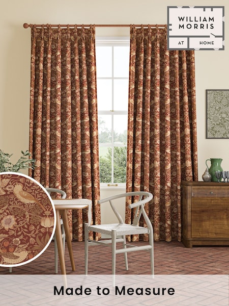 William Morris At Home Red Strawberry Thief Made to Measure 100% Cotton Curtains (486300) | £109