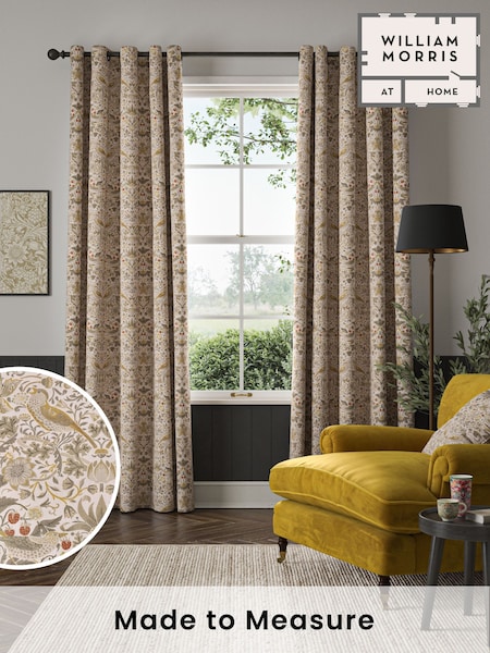 William Morris At Home Cream Strawberry Thief Made to Measure 100% Cotton Curtains (486320) | £109