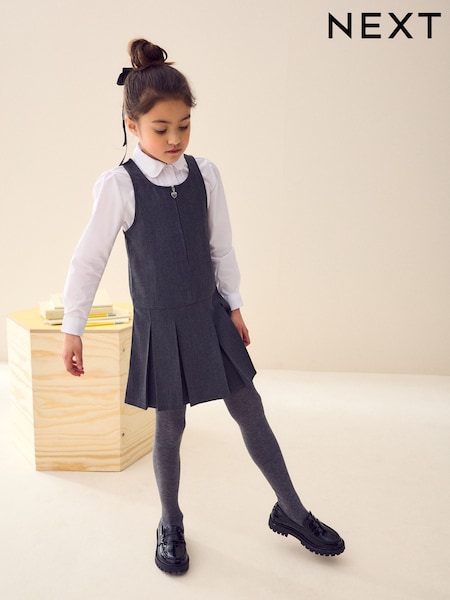 Grey Slim Fit Zip Front School Pinafore (3-14yrs) (487154) | £9 - £12