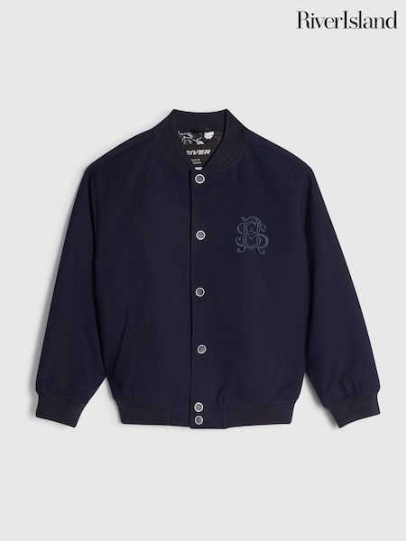 Blue - River Island Twill Smart Bomber Jacket