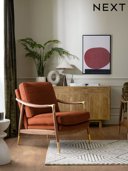 Soft Velvet Rust Brown Flinton Wooden Accent Chair (4873T6) | £399