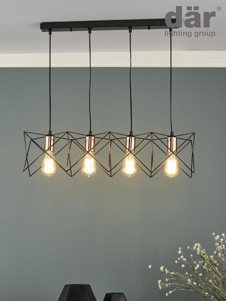 Dar Lighting Black Midi 4 Light Ceiling Light Pendant (487430) | £80